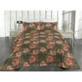 thumbnail image 2 of Ambesonne Floral Boho Quilted Bedspread Set 3 Pcs, Art of Tropical Flowers, King, Pale Vermilion Jade Green, 2 of 4