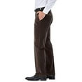 thumbnail image 3 of Haggar Men's 21 Wale Stretch Corduroy Expandable Waist Classic Fit Plain Front Pant, Brown, 44x30, 3 of 4