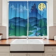 thumbnail image 2 of Ambesonne Cartoon Kitchen Curtains, Lonely Castle, 55"x39", Pale Yellow Jade Green, 2 of 3