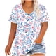 thumbnail image 2 of Puntoco Liquidación de blusas cortas para mujer Camisa básica estampada de manga corta con cuello en V y talla grande para mujer, 2 of 5