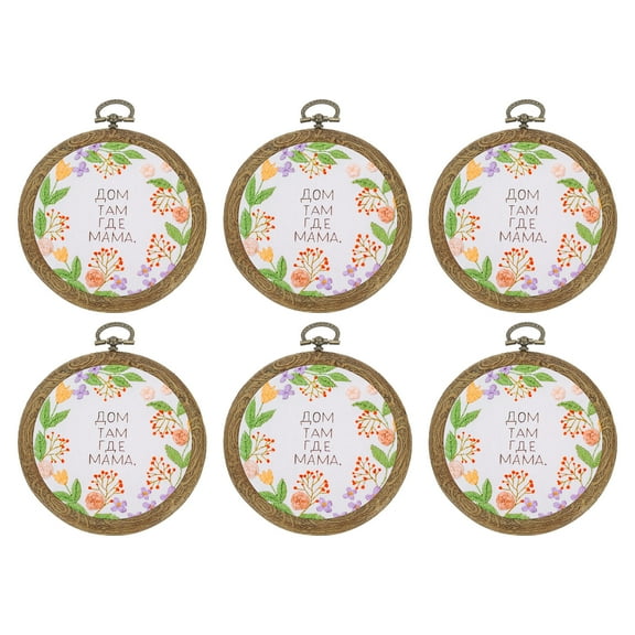 Uxcell 6 Pieces 3.5" Embroidery Hoops Frame Imitated Wood Circle Cross Stitch Hoop Ring for Embroidery Sewing Decoration