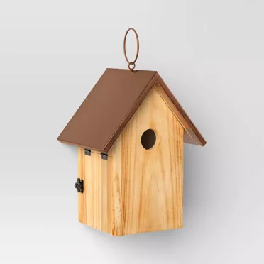 12" Metal and Wood Bird House Copper