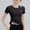 *Black, variant on ClodeEU Women's Crew Neck Short Sleeve,Bottom hem With Drawstring, Basic Tight Fit T Shirt Blue,Womens Plus L