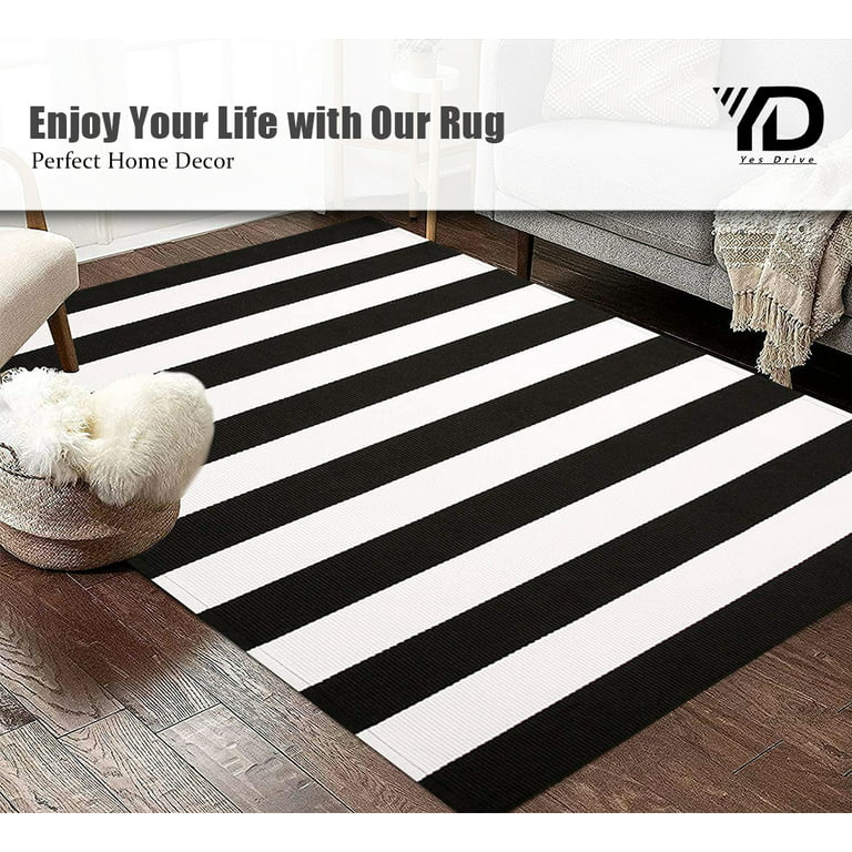 Outdoor Rugs Black and White Cotton Rugs 3' x 5' - Zars Buy