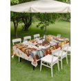 thumbnail image 3 of Outdoor Tablecloth with Umbrella Hole and Zipper, Thanksgiving Fall Rectangle Table Cloth 60x120 Inch Waterproof Tablecloth, Vintage Gnomes Orange Pumpkin Maple Leaf Picnic Table Cover for Patio, 3 of 7