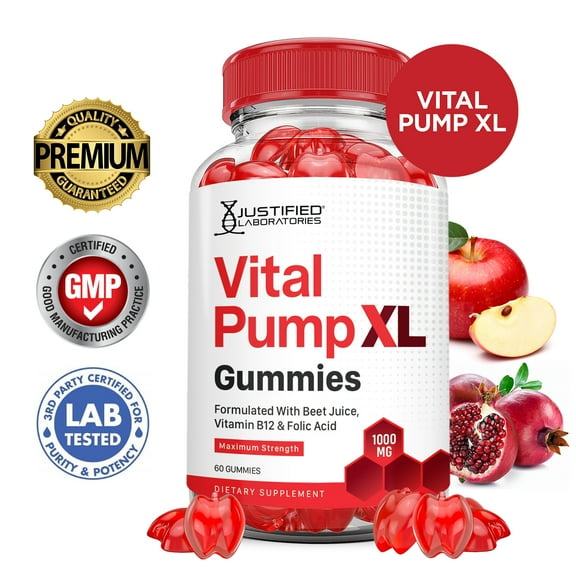 Vital Pump XL Performance Gummies 1000MG Advanced Formula Vital PumpXL Formulated with Beet Juice ACV Pomegranate Beet Powder B12 Vegan Non GMO 60 Gummys