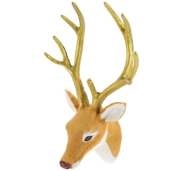 BESTYASH Christmas Wall Decor: Plush Faux Deer Head Mount, Artificial Reindeer Sculpture for Holiday Decor, 9 Inch Realistic Brown Antler Wall Art