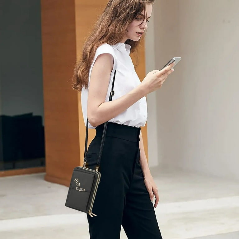Wendy Keen Womens Crossbody Bag Small Wallet Designer Cell Phone Purse -  Black 