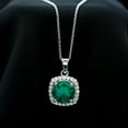 thumbnail image 3 of Rosec Jewels Classic Lab Grown Emerald Pendant Necklace for Women with Moissanite Halo - 10 mm, 10K White Gold, 3 of 8