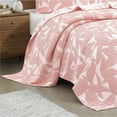 thumbnail image 6 of Mainstays Iris Leaf Stitched Quilt, Full/Queen, Blush Pink, Reversible Lightweight Bedding, 6 of 7