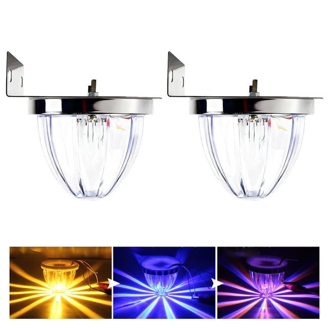 2-Pack LED Side Marker Lights for Trucks, LED Mini Watermelon Light for Semi Truck, Amber Clear Lens Mini Lights with Stainless Steel Bracket
