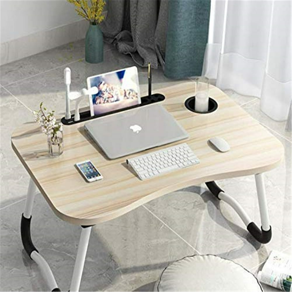 Folding Laptop Table Stand For Bed, Lap Desk Breakfast Tray With 4 Usb 