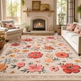 thumbnail image 5 of Bleum Cade 5'x7' Boho Floral Area Rugs for Living Room, Machine Washable Rug for Bedroom, Non Slip Low Pile Ultra Soft Faux Wool Rug Indoor Carpet for Dining Room, 5 of 11