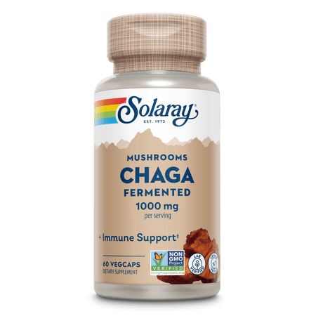 Solaray Fermented Chaga Mushroom 500 mg | Healthy Immune Function Support | 30 Servings | 60 VegCaps