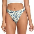 thumbnail image 1 of Balery Vintage Blue Floral Tangas de Algodón para Mujer con Estampado – Ropa Interior Sexy, Transpirable, G-string-4X-Large, 1 of 6
