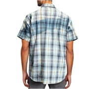 ZCFZJW Short Sleeve Shirts for Men Big and Tall Regular Fit Casual Plaid Button Down Shirt Mens Classic Fit Cotton Button Up Shirt with Pockets Light Blue XL