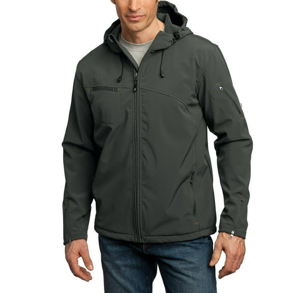 JustBlanks Textured Hooded Soft Shell Jacket with Water Resistant Film Insert