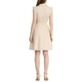 thumbnail image 2 of Vestido de camisa para mujer INSPIRE CHIC con mangas cortas, cuello de punta, cinturón en la cintura, botones, vestido midi en color beige, 2 of 6
