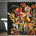 thumbnail image 3 of Mushroom Shower Curtain Retro Mushroom Butterfly Leaf Botanical Floral Plants Shower Curtains 72 ×72 Inch Gothic Black Starry Night Sky Bath Curtain Bathroom Waterproof Fabric with 12 Hooks, 3 of 6