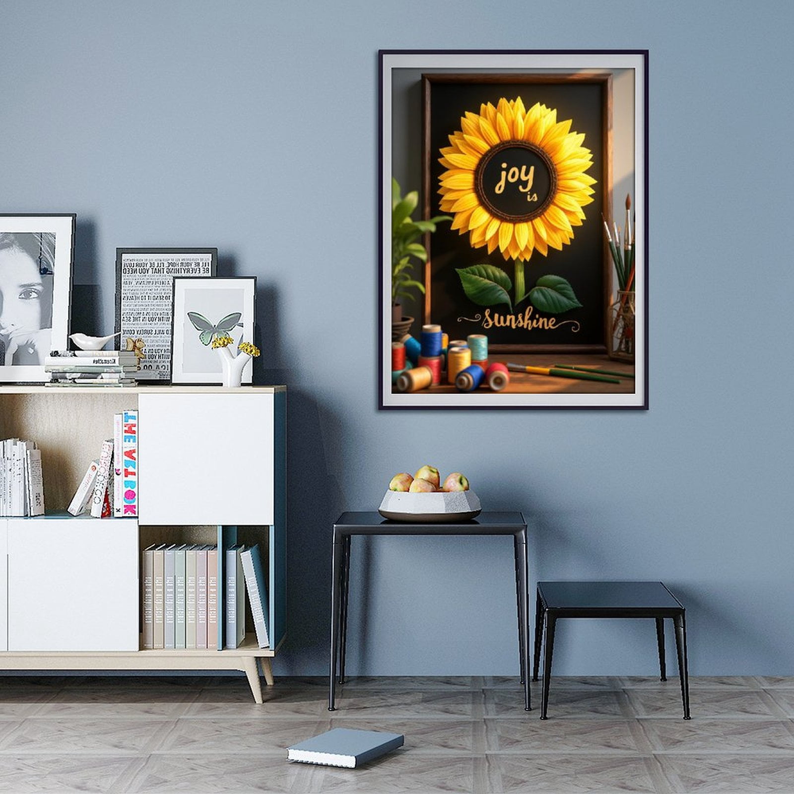 Diamond Art Kit for Adults, Sunflower Art Joy Sunshine Frame Diamond Painting for Adults Beginners, DIY Diamond Art Painting Kits, 5D Diamond Painting Crafts for Home Decor 12x16 Frameless