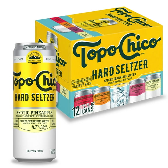 Topo Chico Hard Seltzer Variety Pack , 12 Pack, 12 fl oz Aluminum Cans, 4.7% ABV