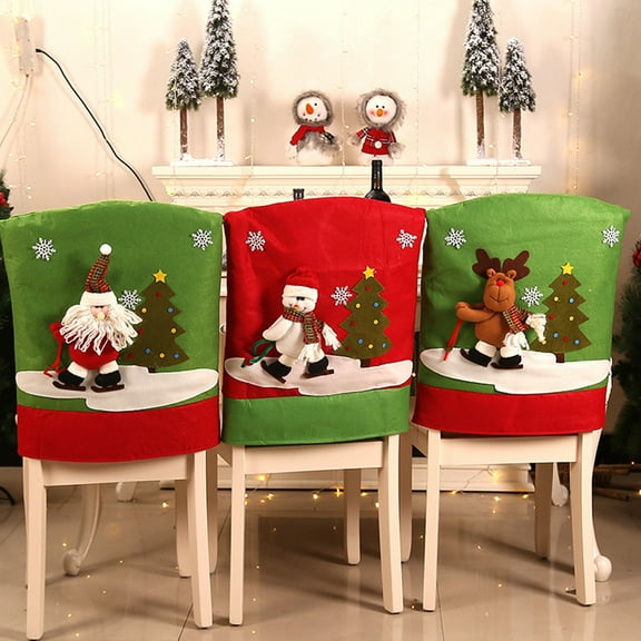 FOMIYES Christmas Chair Slipcover Assorted Color Cloth Festive Decoration 2Pcs