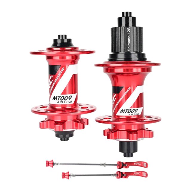 Bujes de freno de disco para bicicleta de montaña , juego de bujes delantero y trasero, liberación rápida, 32 agujeros, palancas, piezas de repuest MS12S rojo Macarena Bujes de freno de bicicleta