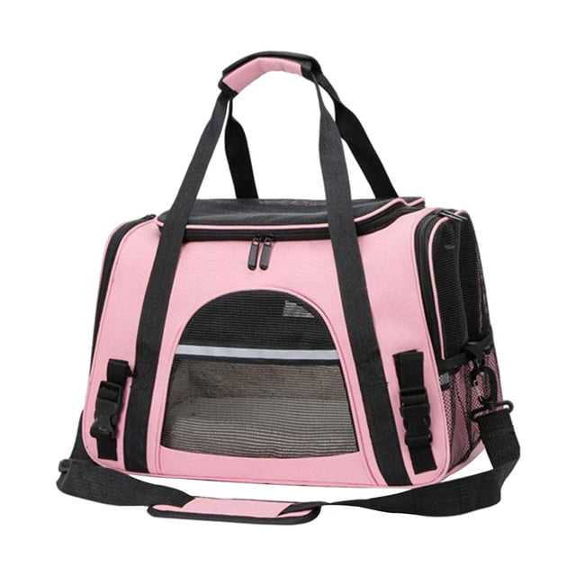 Bolsa de transporte para mascotas, transpirable, para viajes, para gatitos, cachorros y perros pequeños. Rosa