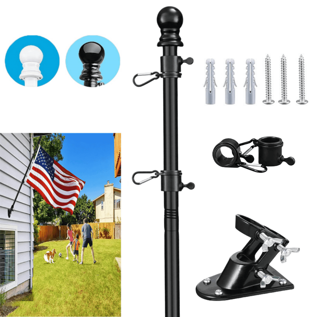 Rongsi Outdoor Flag Pole, American Flag 6ft Flag Pole Kit - Flag Pole for Home Garden Patio Residential and Commercial - Professional Metal Flag Pole (Black)
