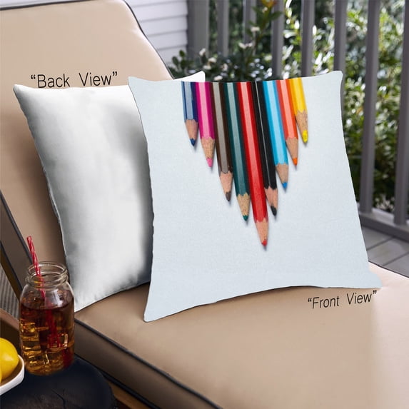 Ahgly Company Games Colored Pencils Outdoor Throw Pillow, 18 inch by 18 inch