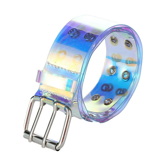 segolike Double Grommet Belt Jeans Belt PVC Belt Waist Strap 2 Holes Belt Womens Waist Belt Waistband for Women Men Trousers Dazzling color