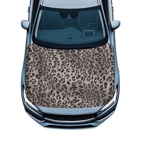 Psesaysky Neutral Tone Leopard Print Car Hood Cover - Stretchable Waterproof Auto Exterior Decor & Protector - Universal Fit for Sedans, Trucks & SUVs