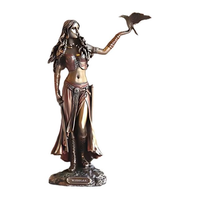 Estatua de la diosa celta Morrigan con escultura de resina de cuervo de 16 cm