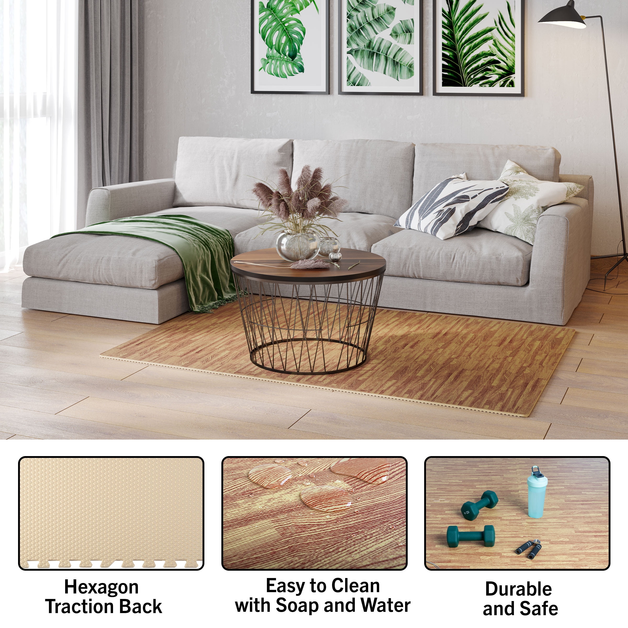 Stalwart EVA Foam Floor Tiles 6-Pack 24 SQFT interlocking Woodgrain Mats