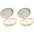 thumbnail image 3 of Set of 2 Oval-Shaped Pocket Purse Pill Box & Organizer With Dual Compartments (Silver Classic), 3 of 4