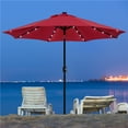thumbnail image 3 of Renwick 96" Red Solid Print Octagon Market Patio Umbrellas, LED Lights, 3 of 10