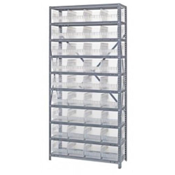 10 Shelf Open Unnit With 36 Bins, Clear