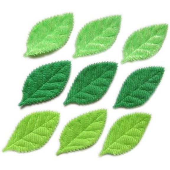 YYCRAFT Pack of 90 Padded 2-Faced Felt Velvet Leaf Appliques/Craft Green