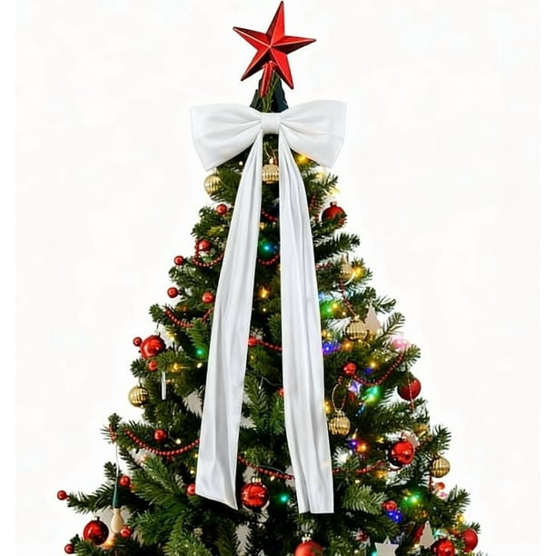 Adornos navideños, regalos navideños, lazo festivo extragrande de cinta para coronas navideñas, repisas de chimenea, decoración de fiestas navideñas, nudo de mariposa