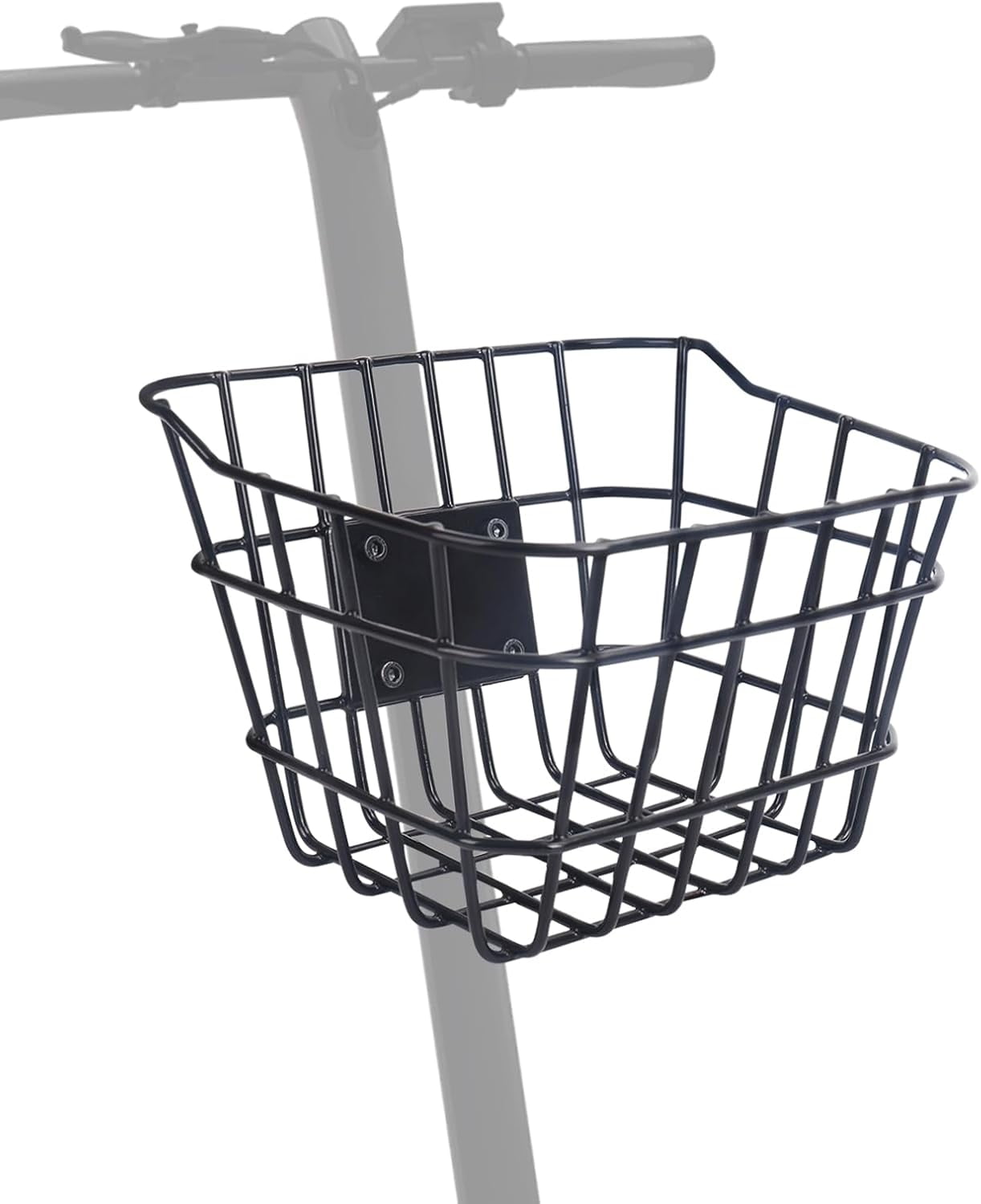 Black Metal Anti-Sag Front Bicycle Basket for Scooters