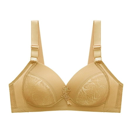 Kulywon Everyday Bra Women Non-steel Ring Large Size Straps Jacquard Four Rows of Buttons Comfortable Bra