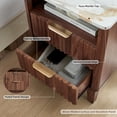 thumbnail image 5 of Nightstand with Charging Station, 18" Bedside Table with Faux Marble Top, 2 Drawers Fluted Night Stand Curved Profile End Table for Bedroom, Living Room, Modern Rustic Storage Cabinet, Walnut, 5 of 16