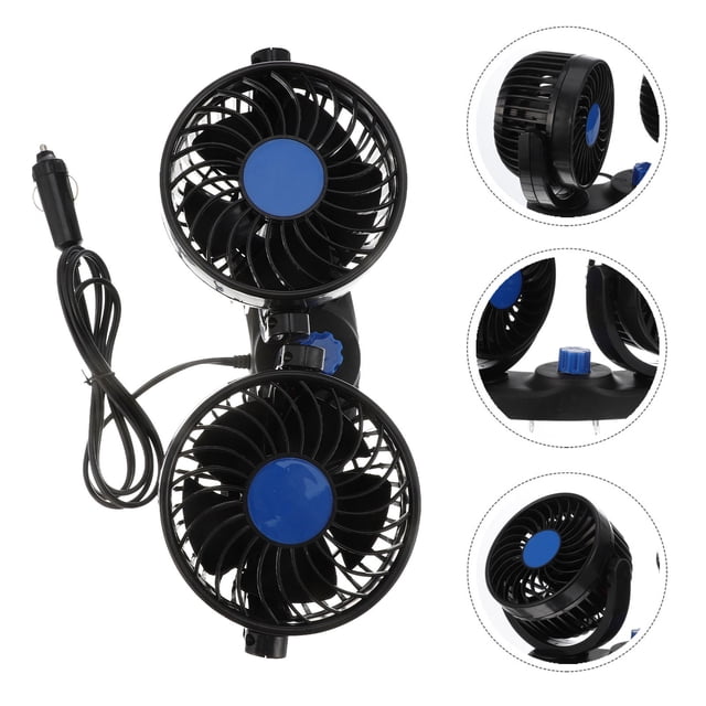 OULII Ventilateur Électrique Auto Double Tête Portable Silencieux Faible Consommation Ventilateur de Voiture
