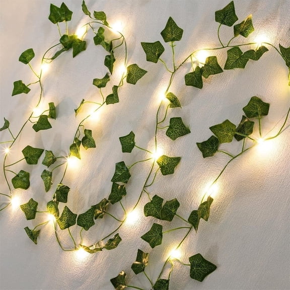Xiao Hua 100 LED Ivy string lights, 32.8-foot artificial ivy wreath, hanging green leafy plants with lights, suitable for garden decoration, wedding party decoration, 1 piece