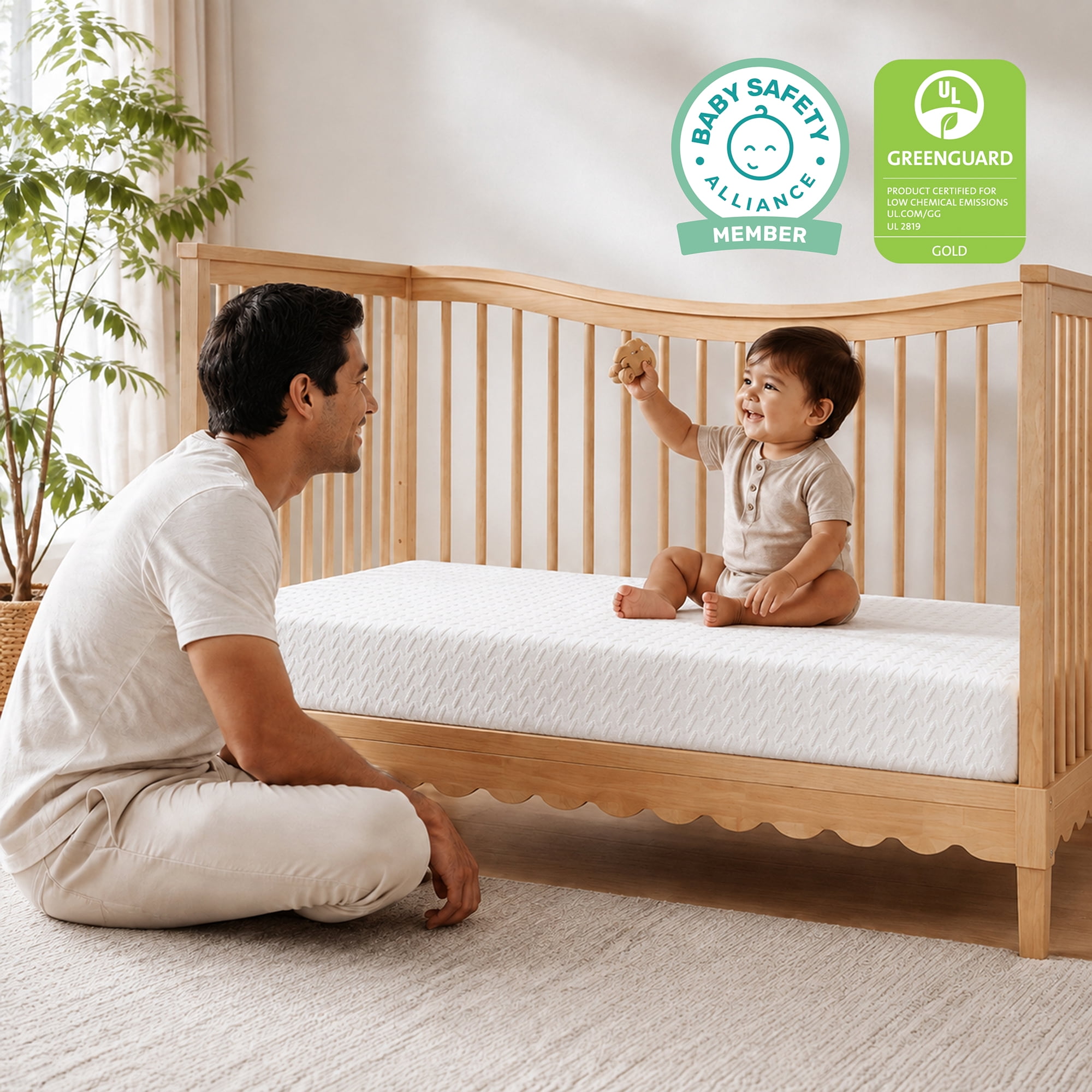 Dream On Me Baby Swan 5" Premium Full-Size Crib & Toddler Mattress, GREENGUARD Gold & BSA Certified, Water-Resistant, Machine Washable Cover