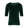 thumbnail image 5 of Hanen Womens Tops 3/4 Sleeve Shirts Round Neck Loose Casual Blouses Solid Color Tshirts Blouses Women, 5 of 6