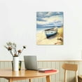 thumbnail image 2 of JEUXUS Beach Coastal Canvas Wall Art Boat Summer Pictures Seascape Boat Painting Mountain Scenery Farmhouse Prints Artwork Framed for Bathroom Living Room Bedroom  Wall Decor 16x20 inch, 2 of 4