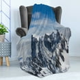 thumbnail image 4 of Landscape Soft Flannel Fleece Throw Blanket, Picturesque Mont Blanc Cliff to Clouds Idyllic Environment Trekking Landmark, Cozy Plush for Indoor and Outdoor Use, 60" x 80", White Blue, by Ambesonne, 4 of 5