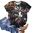 thumbnail image 5 of Staron Women's Easter Printed T-Shirt Short Sleeve Round Neck Pullover Casual Fashion Top, Black S, 5 of 5