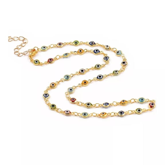 Evil Eye Necklaces Stainless Steel Lobster Gold 16.25 inches 41.3cm Z661